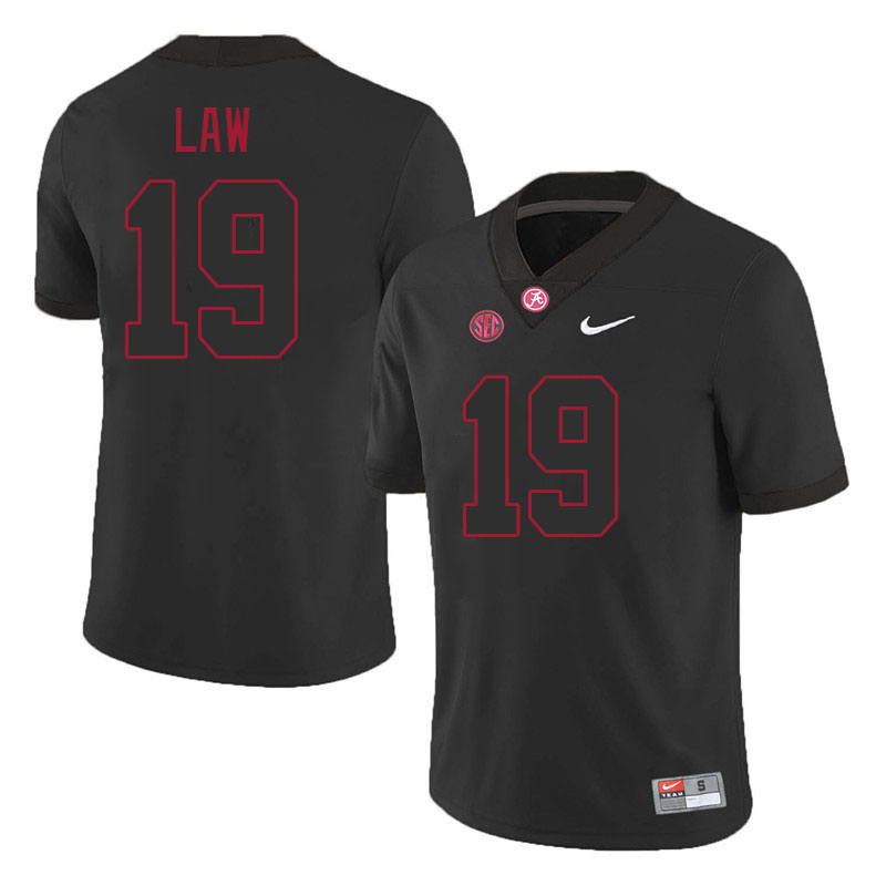 #19 Kendrick Law Alabama Crimson Tide Jerseys Football Stitched-Black
